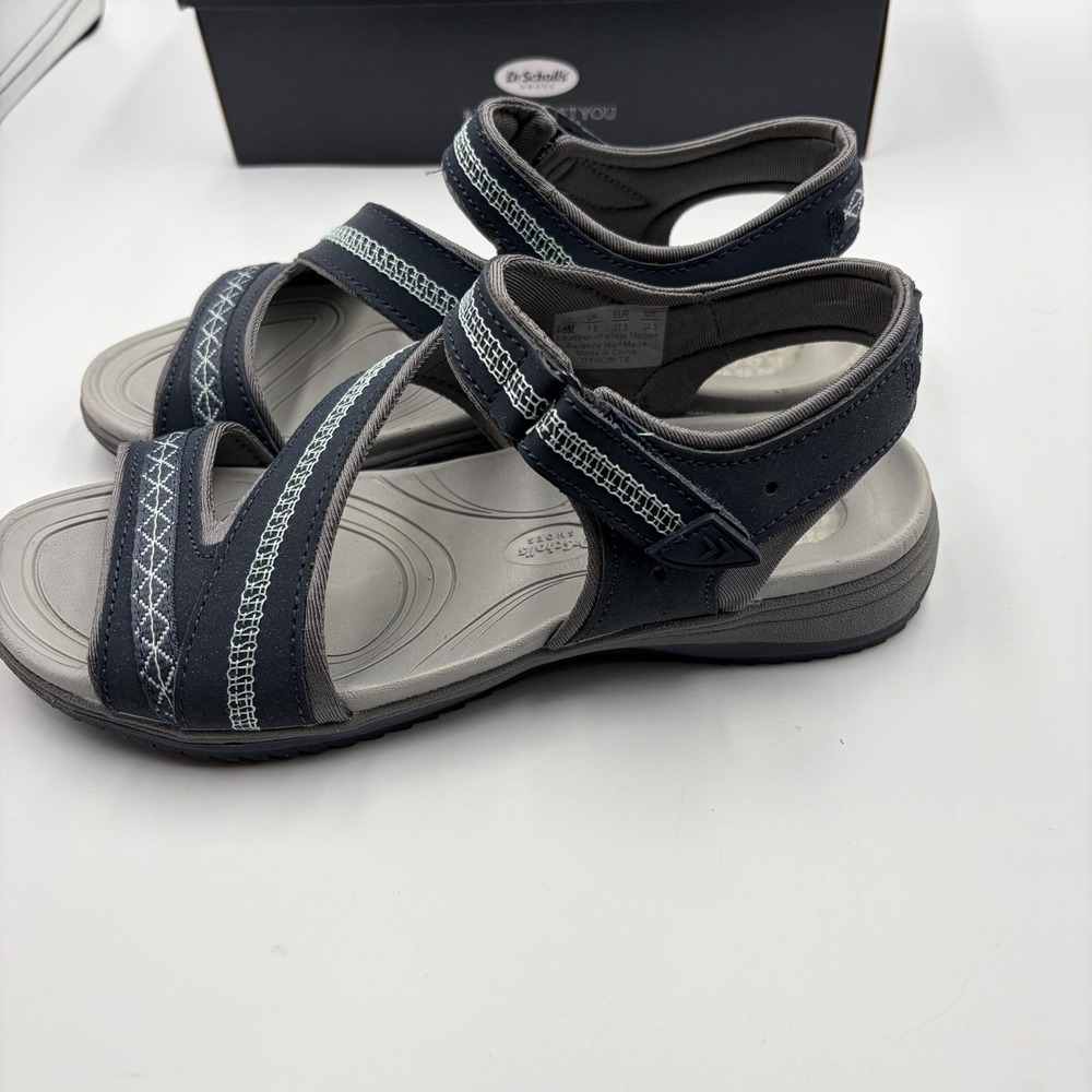 Dr. Scholl's Women's Dynamite Navy -10 Sandal 7.5 Gel‎ Leather Upper Top - Picture 5 of 8